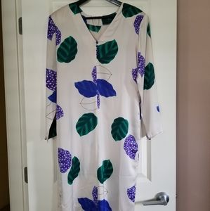UNBRANDED leaf pattern long sleeve dress